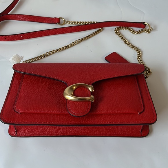 Coach Tabby Chain Clutch Red Crossbody Bag Leather New - Picture 6 of 16